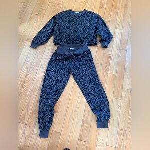Z Supply Black Leopard Print Sweatsuit set